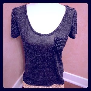 Burnout Tee with Cute Pocket “Studs”